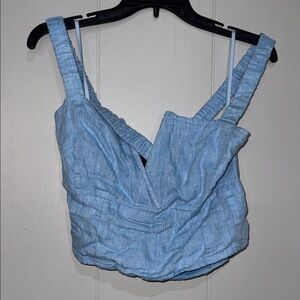 Anthropologie Sky Blue Ruched Crop Top